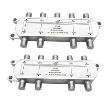 2 Pièces Répartiteur de Câble Coaxial Satellite 8 Voies 5-2400 MHz Prise de Type F Fonctionne avec Connexion TV Analogique/Numérique et Internet