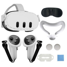 Capa Do Controlador para Meta Quest 3 VR Headset Grip Protector Nariz Eye Pad Máscara Facial Conjunto de Proteção de Lente Branco