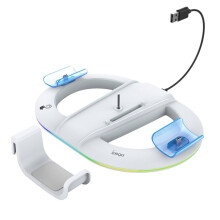 Ipega Gamepad Holder for PS5Slim Game Console Universal Model with Ambient Light Upright Stand Block with Headset Hanger,A