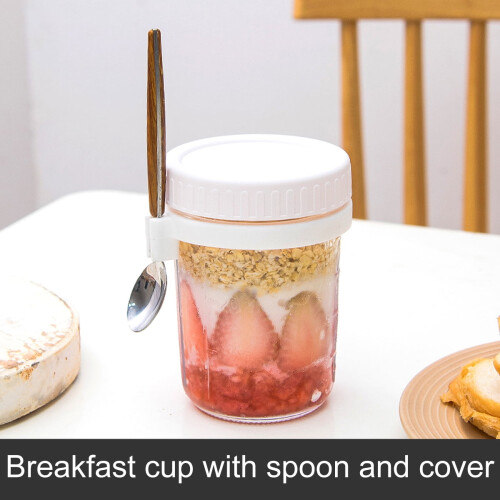 Βάζα Oats Overnight Mason με καπάκι και κουτάλι, αεροστεγές δοχείο βρώμης μεγάλης 2