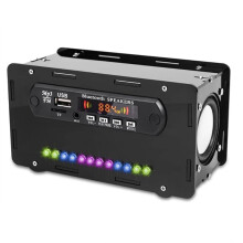 DIY  Speaker Kit LED FM Radio USB  Home Sound Amplifier with Digital Display Soldering Project(Black)