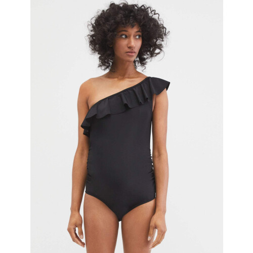 Ruffle Front One Shoulder Maternity Swimsuit UPF 50+ 1