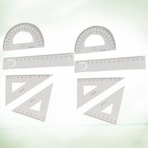 2Ensemble Règle Protracteur Triangle Aluminium Pour 2