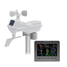 7-in-1-WLAN-Wetterstation mit Fernüberwachung, Innen-/Außentemperatur, Luftfeuchtigkeit, Lichtindex, Prognose, UK-Stecker