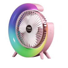 Ventilatore Portatile USB Ricaricabile Ventilatore LED 7 Colori Ventilatore Elettrico 180 Ventilatori da Campeggio Regolabili 3 Velocità
