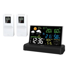 One-To-Two Indoor and Outdoor Weather Station High-Definition Color Screen Forecast Meteorological Clock EU Plug A