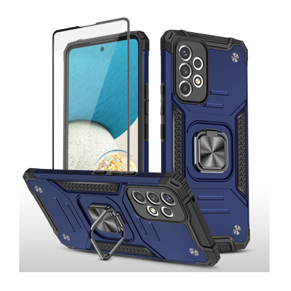 Xhy Case For Samsung Galaxy A53 5G: Military-Grade Drop Protection, Magnetic Ring, Kickstand, Screen Protector, Blue 9180479318040