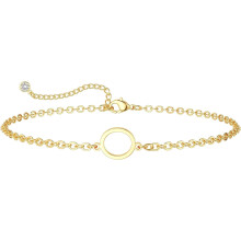 Gold Plated Letter Charm Bracelet for Women 14K