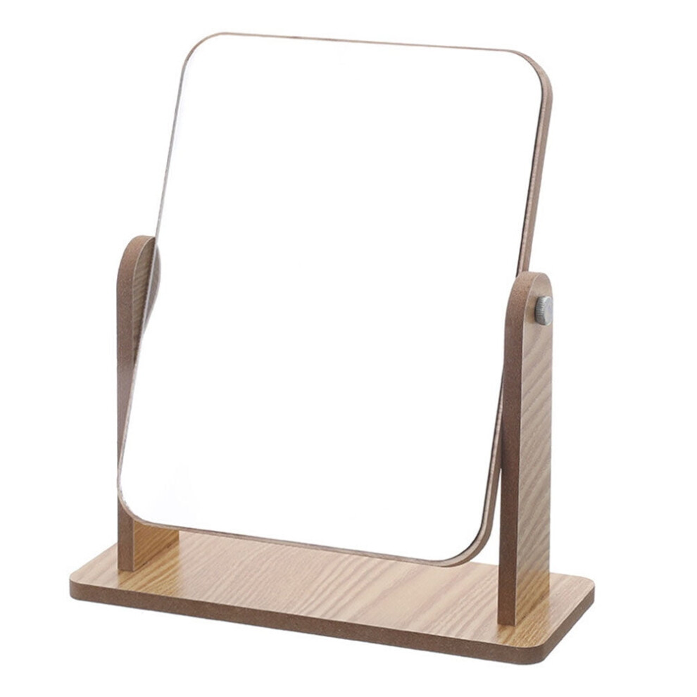 High Definition Makeup Mirror Wooden Rotatable Mirror Desktop Mirror Decor