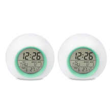 2X Kids Alarm Clock - Wake Up Light Digital with 7 Colors Changing, Control and Snooze Function for Bedrooms