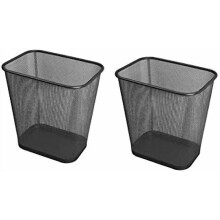 Corbeille à papier en maille pour la maison et le bureau, poubelle de bureau rectangulaire en métal, 13 litres (lot de 2), noire 1103s