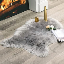 Fluffy Rug Soft Shaggy Faux Fur Area Rug Luxury Plush Sheepskin Carpet for Bedroom Living Room Sofa Chair 2 x 3 Feet, Grey