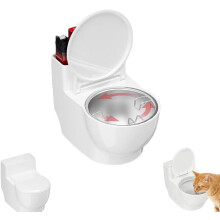 Toiletformet tyngdekraftsvandskål til katte og hunde, hvid