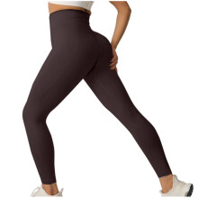 Yoga broek voor dames, effen kleur, sneldrogend, elastisch, hoge taille, nauwsluitend, liftend effect op de heupen, wijnrood AL