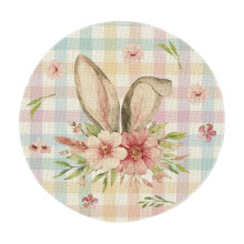 Easter Round Placemat Set of 1 Polyester Holiday Dining Mat 14.5 Inch Waterproof Table Protector for Easter Dinner Party Decorations