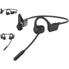 Lk02 Åbne ørehovedtelefoner med mikrofon, støjreducerende trådløst headset med mute-knap, designet til møder, hjemmekontor, kørsel (sort) 1