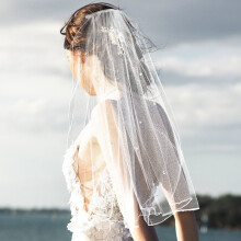 Bridal Short Veil Hair Veil Mesh Veil Bride Woman 44x8cm