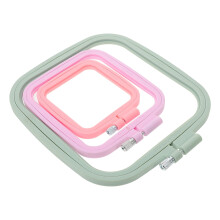 Conjunto de bastidores quadrados para bordado – ABS, cores vibrantes, 3 tamanhos