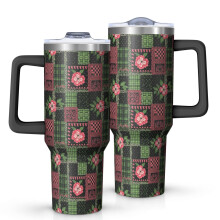 113 cl Pioneer blommigt blommönster isolerat tumbler med handtag, BPA-fritt läckagesäkert lock och sugrör, dubbelväggig vakuum, varm 12