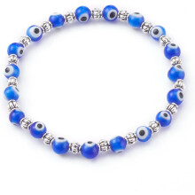 pulseras elásticas redondas azules de vidrio soplado con espaciadores de aleación, 2" de diámetro interior – Compatibles para la fabricación de