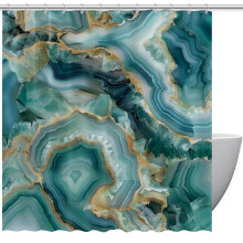Rideau de douche en agate turquoise, en polyester imperméable, lavable, avec 12 crochets, 183 x 183 cm.
