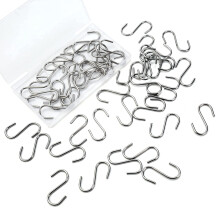 S-krokar, små S-krokar, mini-S-krokar, 50-pack rostfria S-formade krokar, 43 mm längd, kraftiga för upphängning