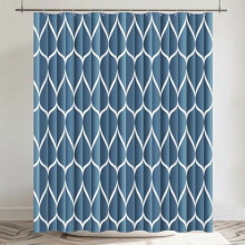 Rideau de douche bleu clair de lune, polyester imperméable, séchage rapide, ourlet lesté, 183 x 183 cm, lavable en machine, 12 crochets inclus