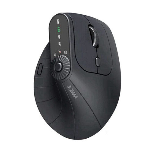 JOMAA Ergonomic Vertical Wireless Mouse with Function Adjustment Knob, 2.4G Dual-Mode Wireless Rechargeable Mouse Black