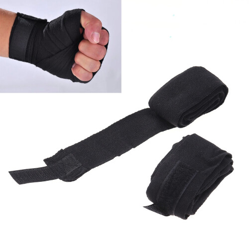 1Paire Bandages Main Boxe Noir Support Poignets Confort Coton 1