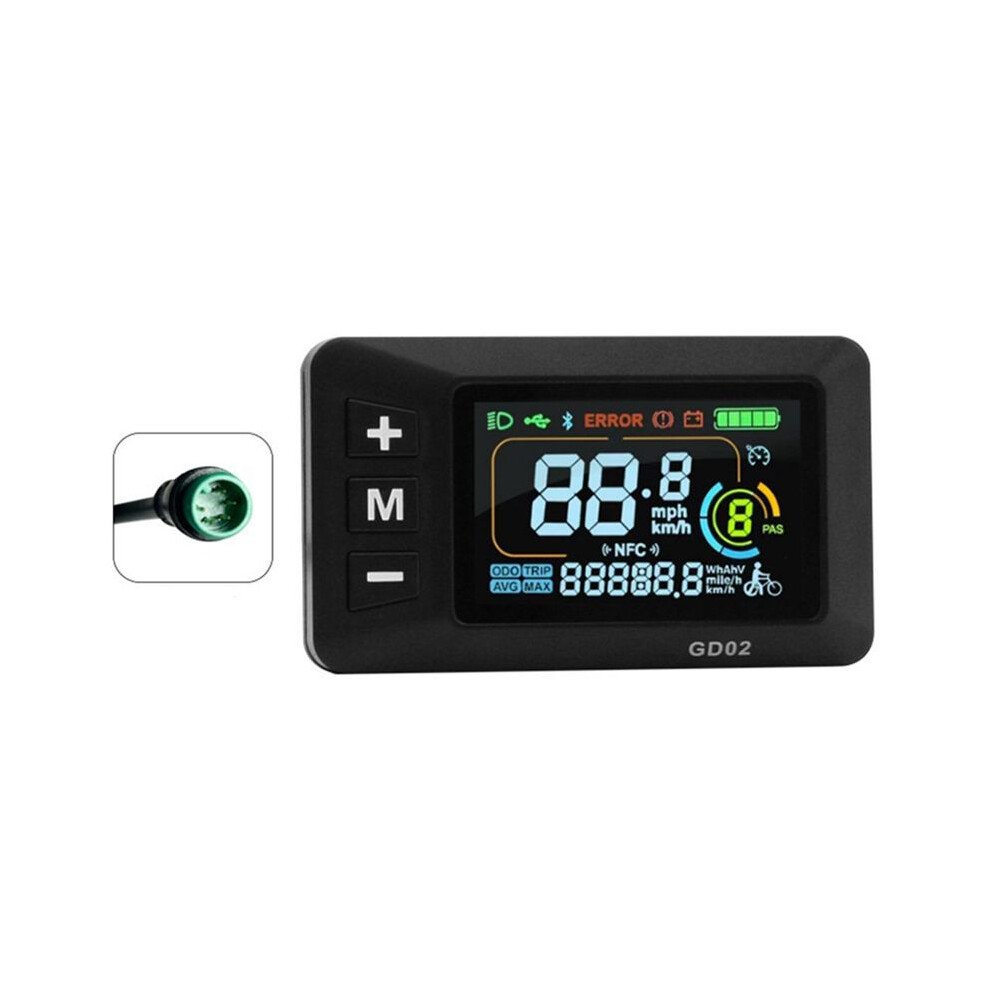 Lcd-Gd02 Electric Bike Lcd Display Meter Dashboard Display Panel 24V 36V 48V 52V 60V For Electric Scooter 5Pin 4711430810508