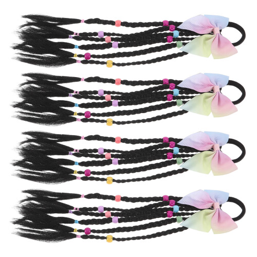 8Pièces Extensions Clips Queue Tressée Enfants Noires 1