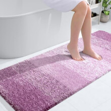 Tapis de couloir de salle de bain 150 x 61 cm, microfibre extra douce et absorbante, envers en caoutchouc, séchage rapide et lavable, rose-violet
