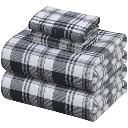 Cal King Flannel Sheet Set 100% Double Brushed Cotton 4-Pc