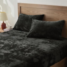 Velvet Fitted Sheet Set with Pillowcases, 15-inch Deep