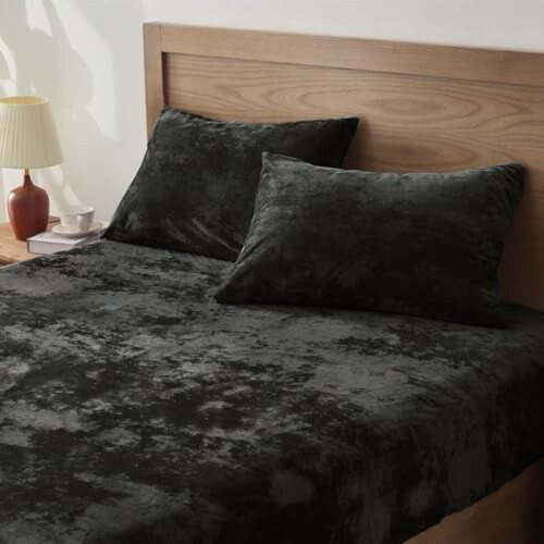 Velvet Fitted Sheet Set with Pillowcases, 15-inch Deep