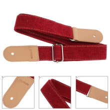 Adjustable Guitar Strap Cotton Linen& Genuine Strap Bag Strap Replacement Crossbody Strap Shoulder for Bass Electric& Acoustic Guitar- Jujube Red