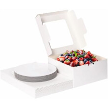 20 scatole per torte quadrate bianche da 10x10x5 pollici con base