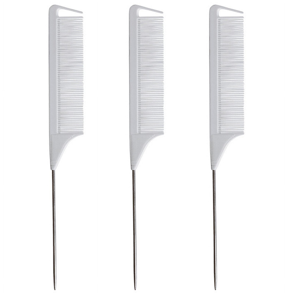 Unisex Comb For Braids Rat Tail Hair Comb Steel Pin Carbon Fiber Teasing Combs With Stainless Steel Pintail