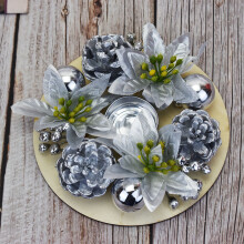 Couronne de bougie de Noël de 15 cm avec baies artificielles et aiguilles de pin – Décoration hivernale pour la maison, les mariages et les fêtes