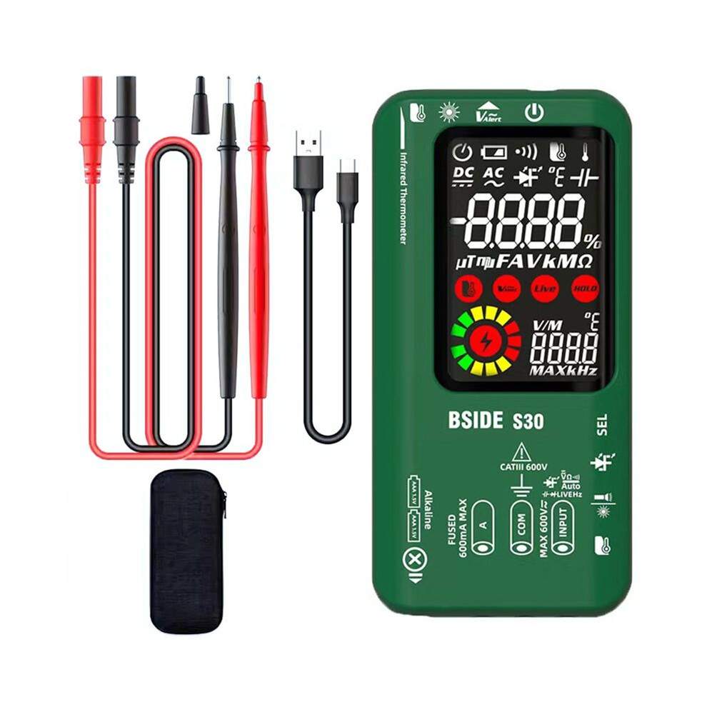 Bside Digital Multimeter Infrared Temperature 15V Diode Led Rechargeable Multimeter Dmm Green 4711140843209