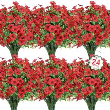 Kunstige Silkeblomster Røde 24 Bundter UV-resistente