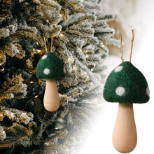 Petits ornements en tissu en forme de champignons, décorations suspendues vertes, kaki et rouges pour les fêtes, avec crochets, décorations
