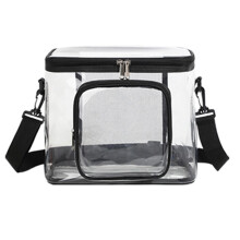 Sac à lunch transparent et résistant pour adultes – Bandoulière ajustable, poche avant zippée, compatible avec les contenants standard