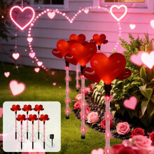 Yurqghjb Valentine's Day Solar Lights Garden Stake Lights, Heart Shaped Outdoor LED Waterproof Set of 5 for Yard Pathway Decor