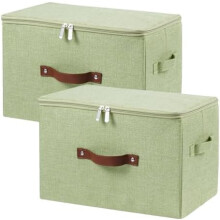 Foldable Cotton-Linen Storage Bin with Zipper Lid