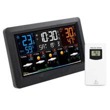 Tuya WIFI Weather Station Temperature Humidity Meter Weather Forecast Indoor Outdoor Weather Alarm Clock EU Plug