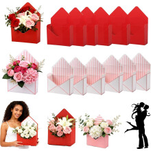 Boîtes-enveloppes pour la Saint-Valentin, sacs cadeaux rouges avec poignée, ensemble de bouquets de fleurs en papier (4/8 pièces), idéal pour la