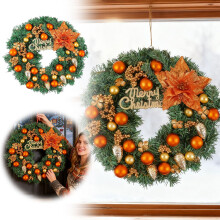 Guirlanda de Natal com Frutos Vermelhos - Enfeite de Porta para Casa, Hotel ou Janela, Decoração Festiva, 40 cm (15,75 polegadas) (Diâmetro)