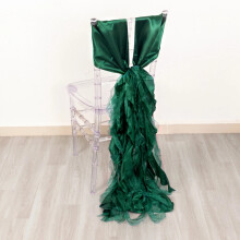 Hunter Green Chiffon & Satin Chair Sashes (5 pcs)