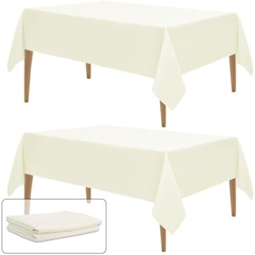 White Polyester Tablecloth 90in Round 6 Pack